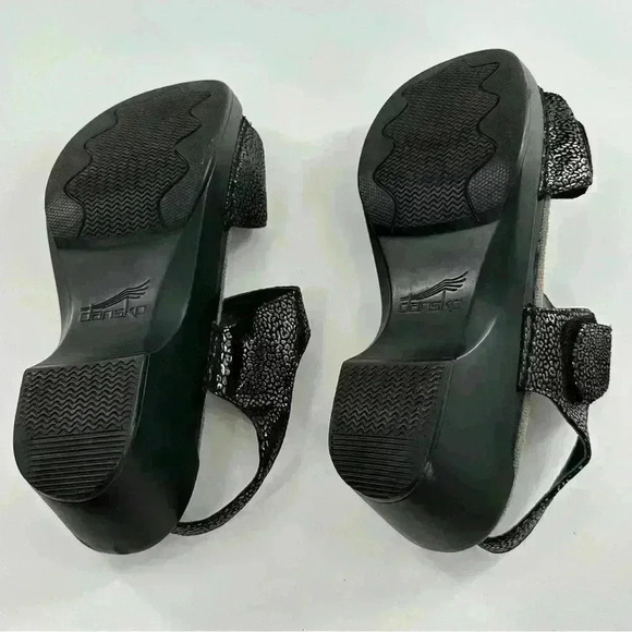 Dansko sonnet shimmer sandals 38 7.5-8 black silver orthopedic mermaid core - Picture 7 of 13